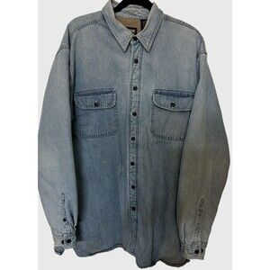 Wolverine Boots and Gear Mens LT Denim Blu Sherpa Shacket Button Up Long Slv